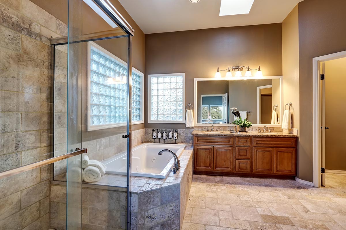 Bathroom granite countertop and bathtub remodel
